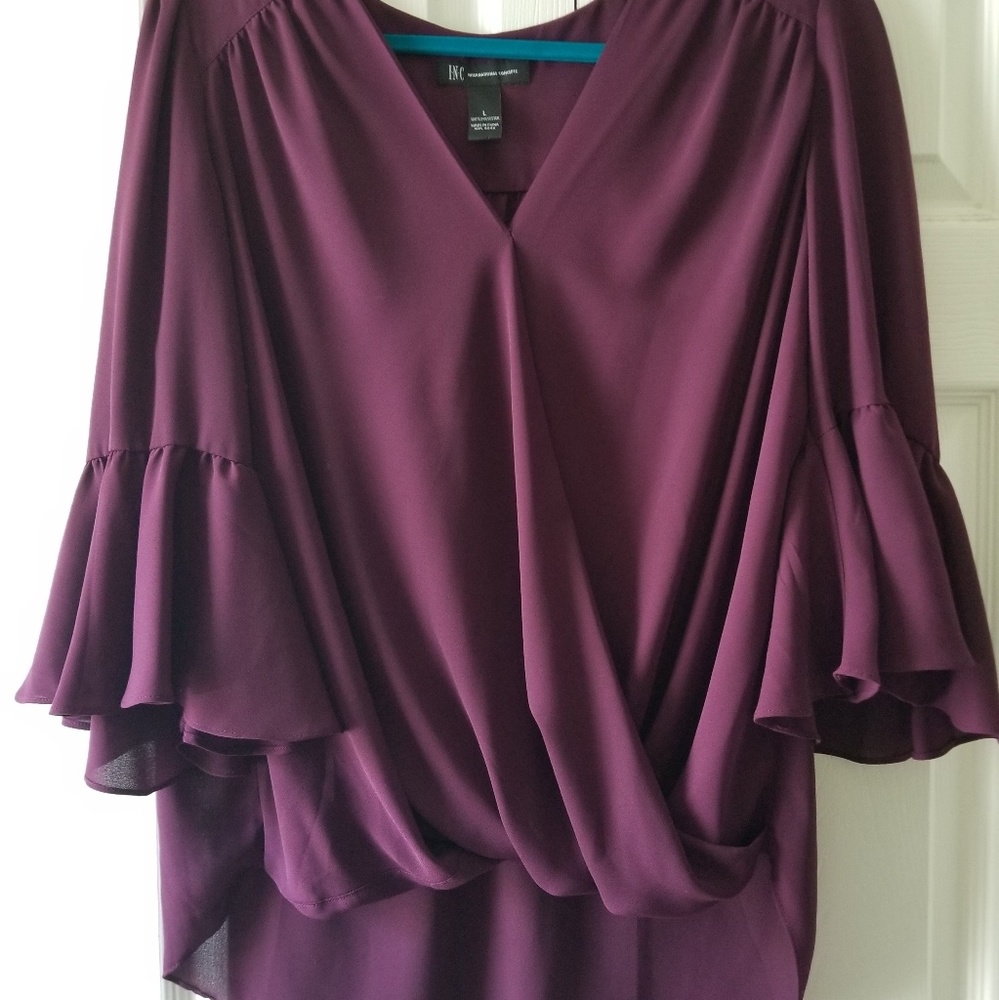 INC faux wrap blouse
